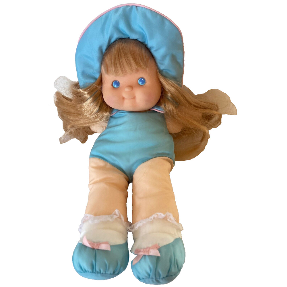 Vintage Puffalump Doll 1992 Nylon Pretty Hair #4053 Aqua Blue 17" Fisher Price